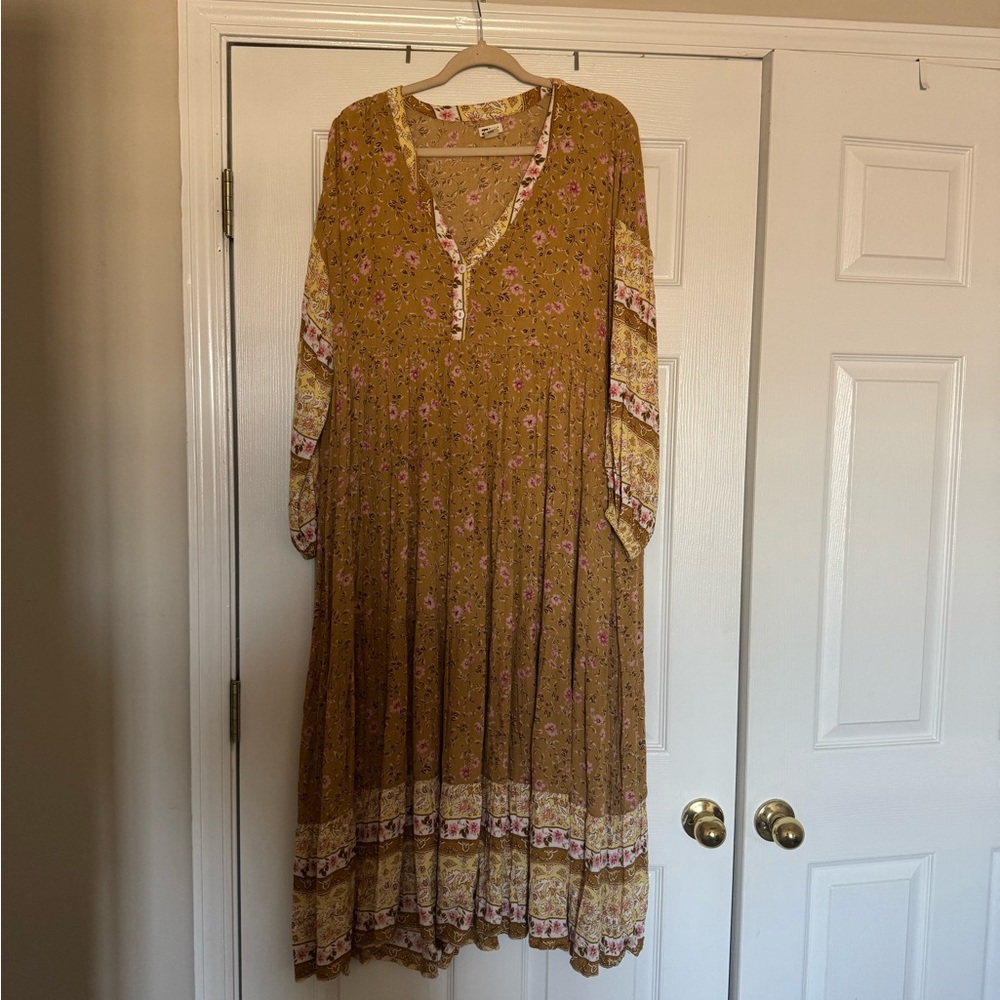 Billabong Floral Mustard Boho Maxi Dress